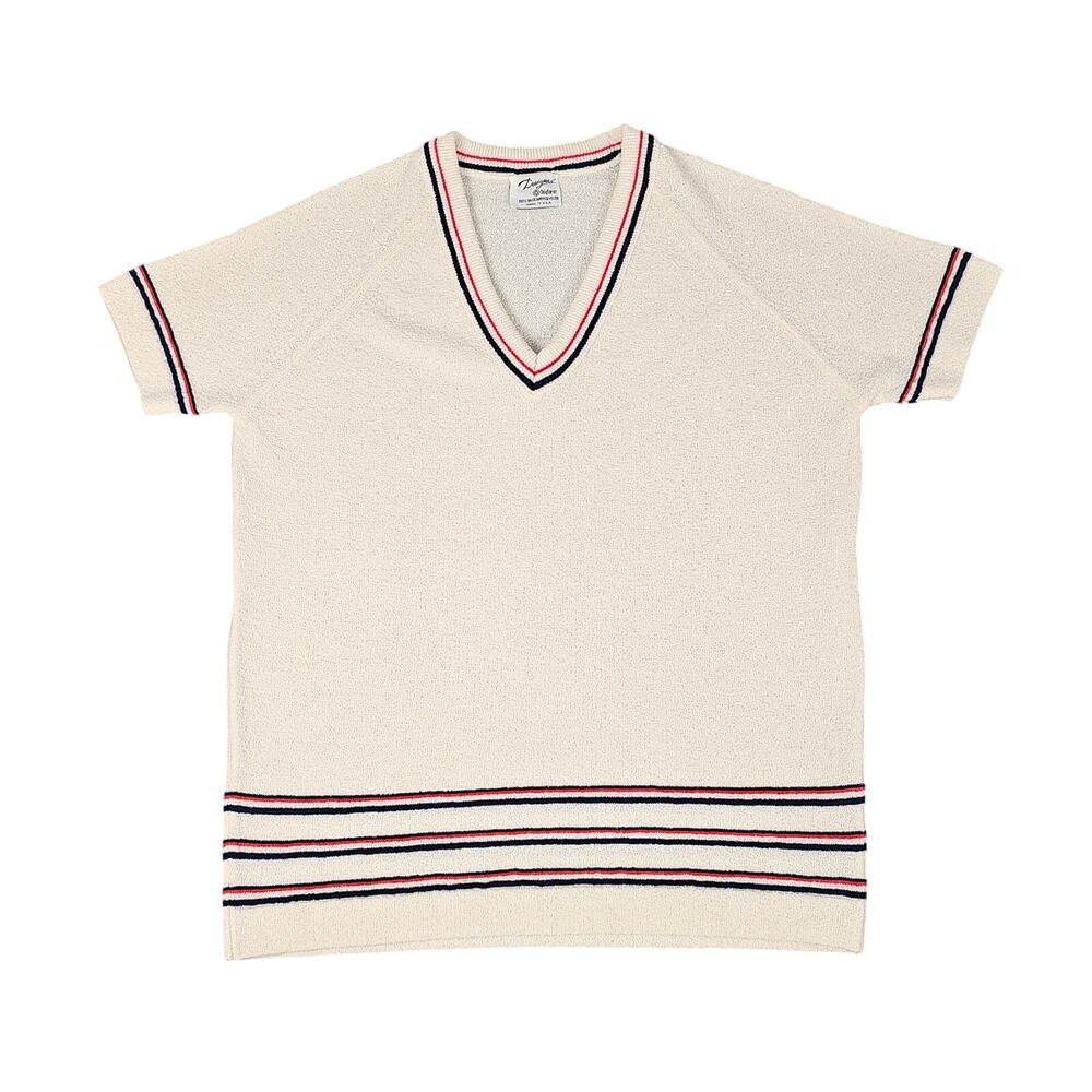 VTG 70s Designers Orig Dayfarer sweater szM cream red navy preppy nautical golf